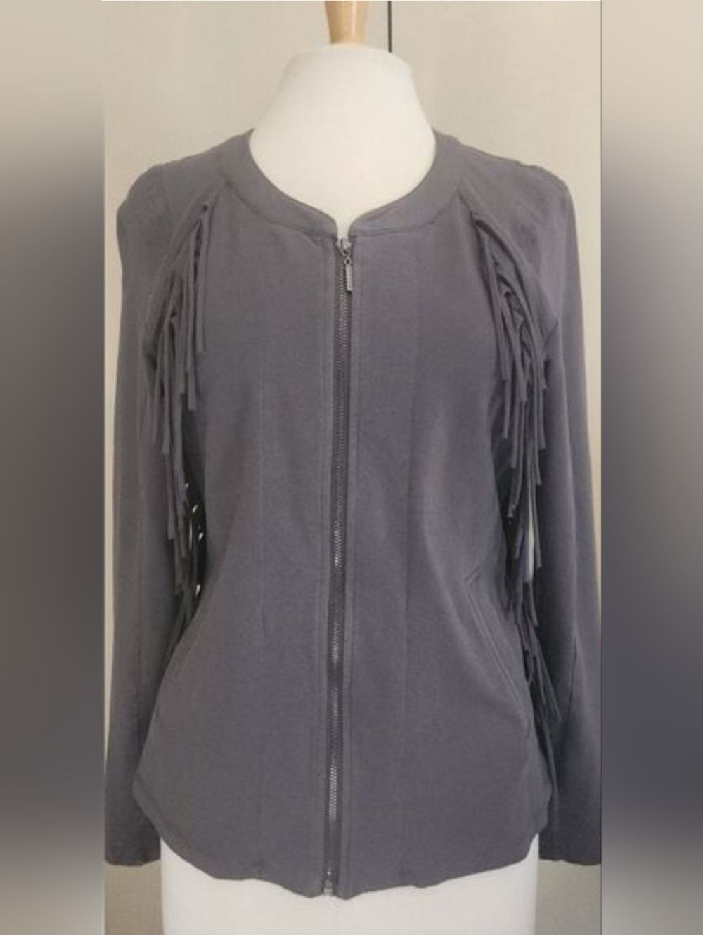 Yest Gray Fringe Zip Front long sleeved Jacket - Western inspired